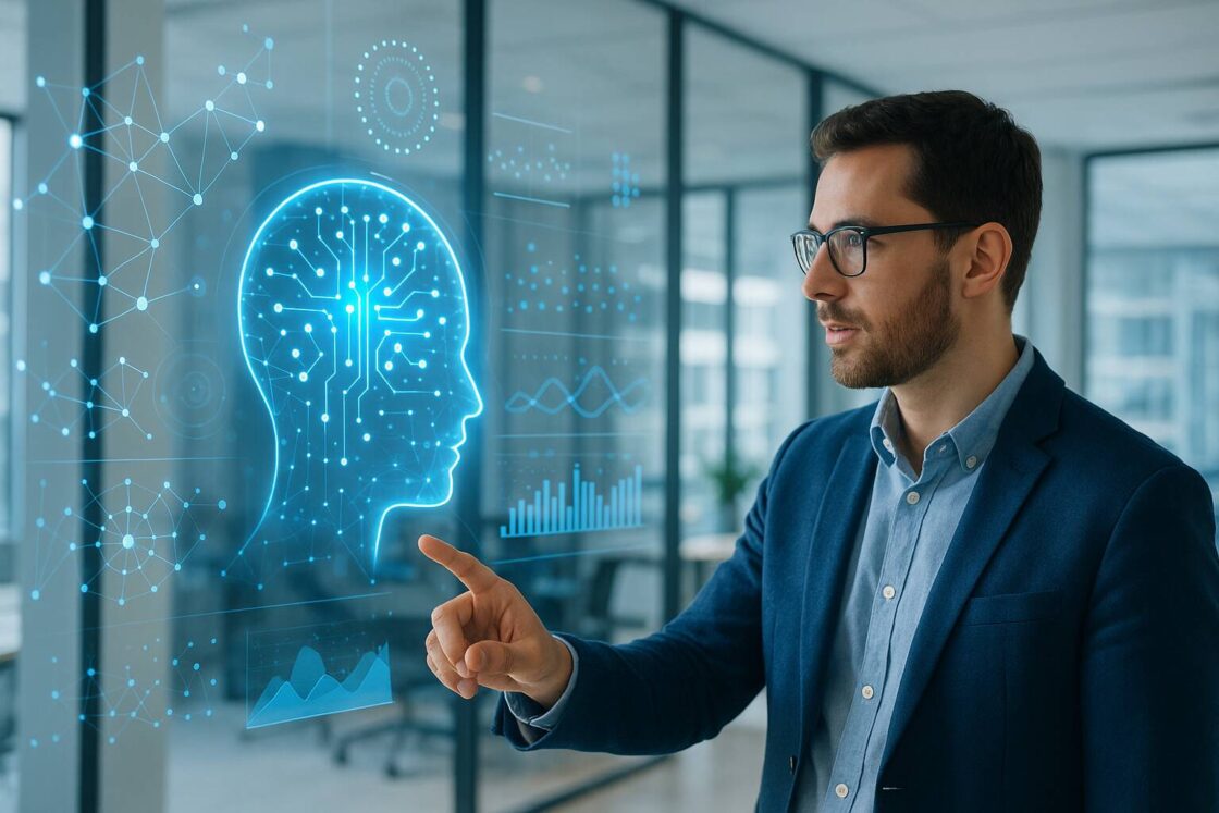 Utforska de senaste AI-trenderna 2025: generativ AI, branschspecifika tillämpningar, etiska utmaningar och praktiska implementeringsstrategier för företag.